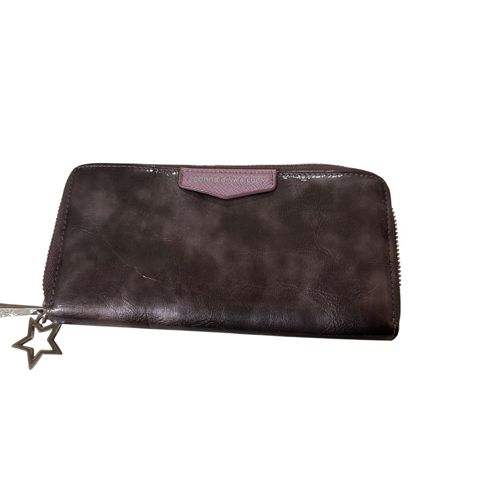 George Gina & Lucy Girlsroule Brown Metallic Zip Around Wallet Star Charm